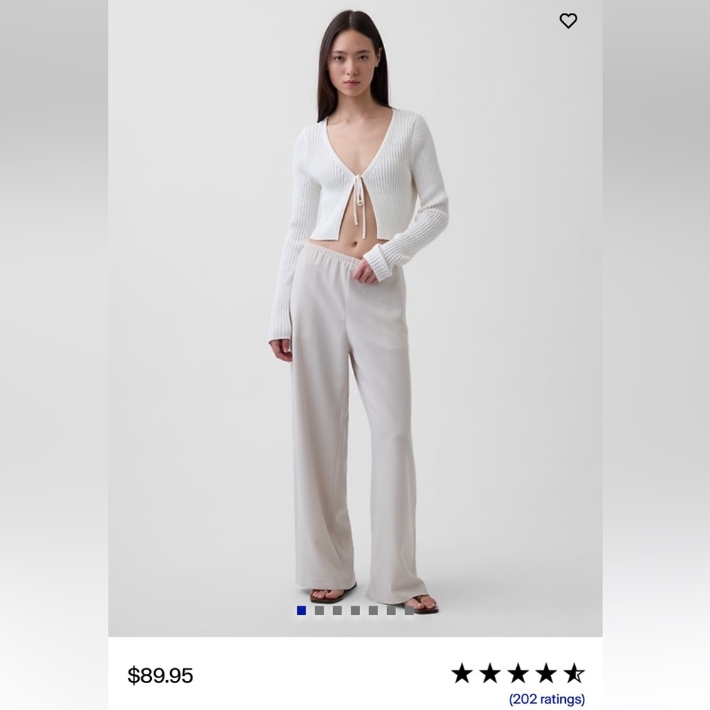 Women's Gap Cream Wide-Leg Elastic Waist Pants